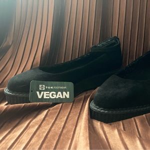 Black Pointed Ballet Ankle Strap Creepers TUK size 9 40